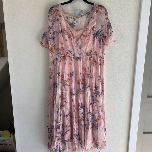 Sundance Alexandria Dress Floral Chiffon Teired Midi Women’s XL Garden Cottage - Picture 5 of 9